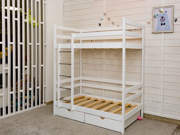 Детская кровать Bombus Felicita (двухъярусная, с ящиками; белый) (0)