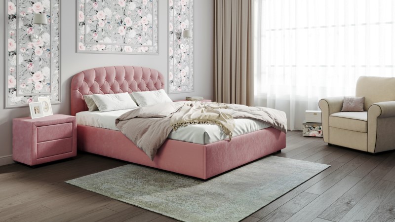 Кровать MOON FAMILY 1227 розовая (с ортопедическим основанием) (1)