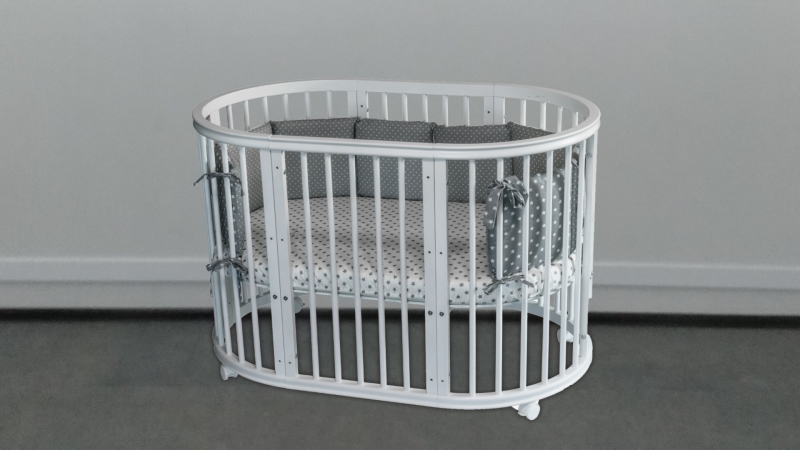 Кроватка для новорожденного Bombus Грация 8 в 1 (цв. серый) (0)