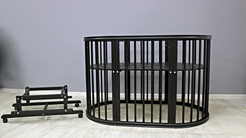 Кроватка для новорожденного Bombus Грация 8 в 1 (маятник; цв. чёрный) (1)