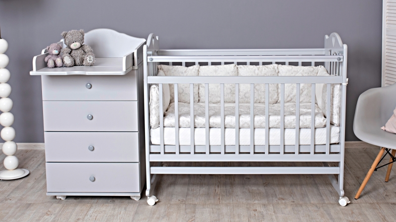Кроватка для новорожденного Bombus Милана (качалка, цв. серый) (1)