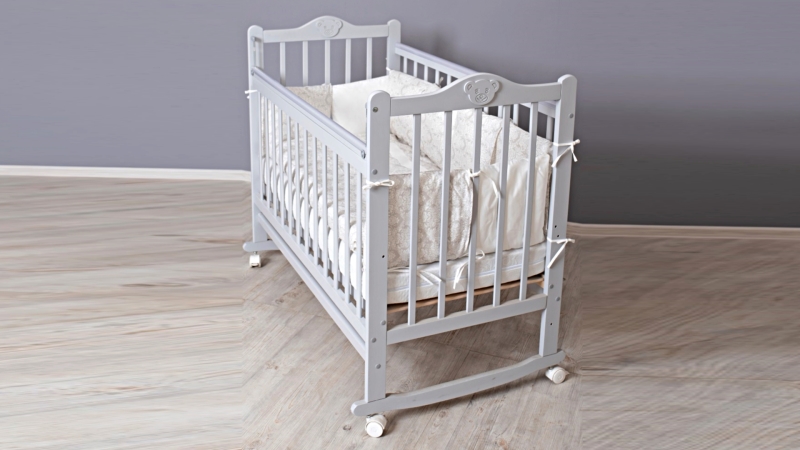 Кроватка для новорожденного Bombus Мишка (качалка; цв. серый) (0)