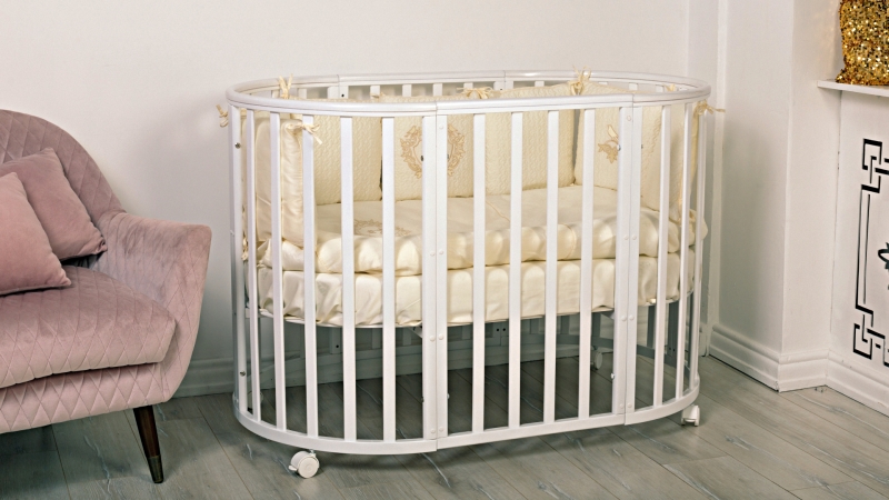 Кроватка для новорожденного Bombus Мия 7 в 1 (маятник; цв. белый) (1)
