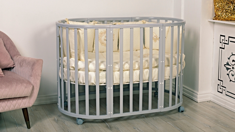 Кроватка для новорожденного Bombus Мия 7 в 1 (цв. серый элит) (1)