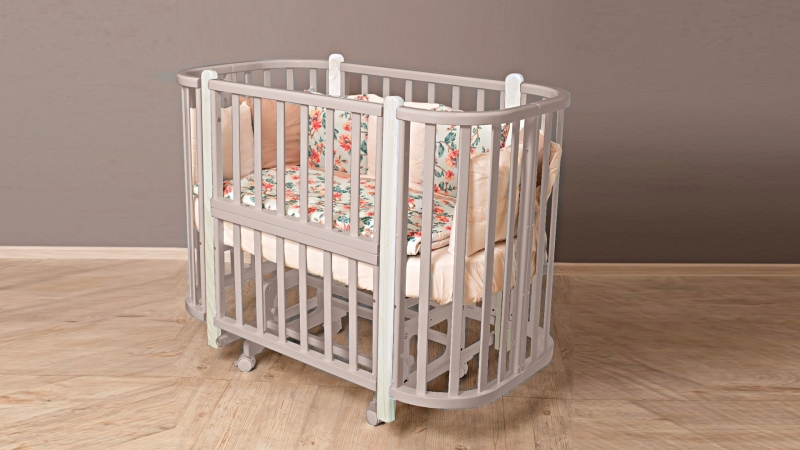Кроватка для новорожденного Bombus Персона (маятник; цв. серый/белый) (1)