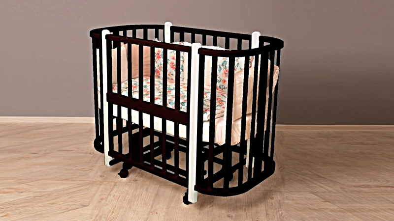 Кроватка для новорожденного Bombus Персона (маятник; цв. венге/белый) (1)