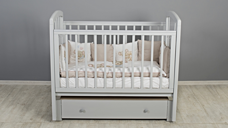 Кроватка для новорожденного Bombus Принц (маятник, ящик; цв. серый) (0)