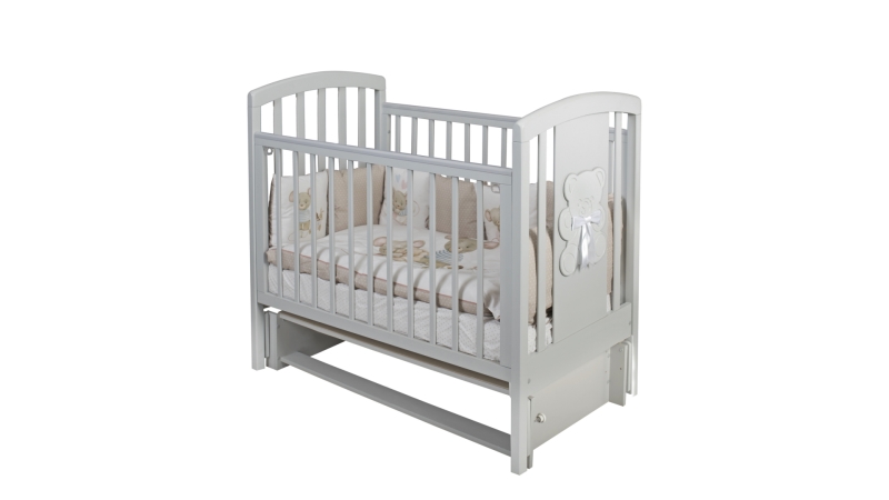 Кроватка для новорожденного Bombus Принц (маятник; цв. серый) (1)